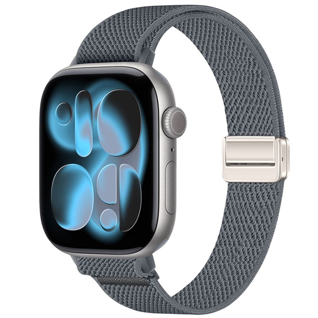 Apple Watch 49/46/44/42mm Smalt Klockarmband i Nylon - Mörkgrå