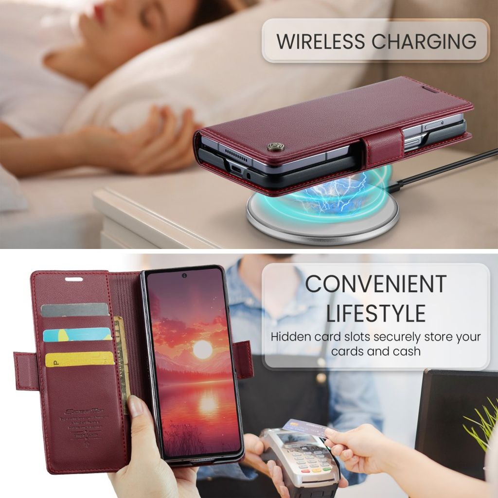 CASEME Samsung Galaxy Z Fold7 5G Fodral med RFID-blockering - Röd