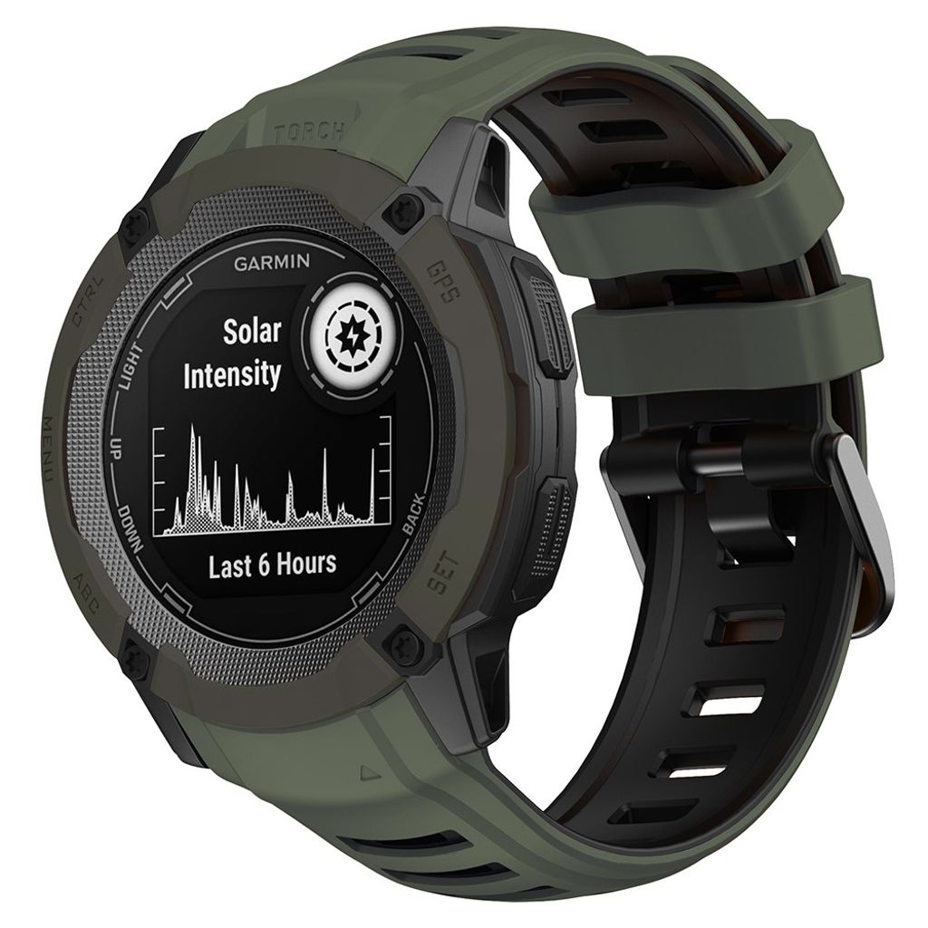 Garmin Instinct 2X Watch Strap Silicone – Military Green/Black