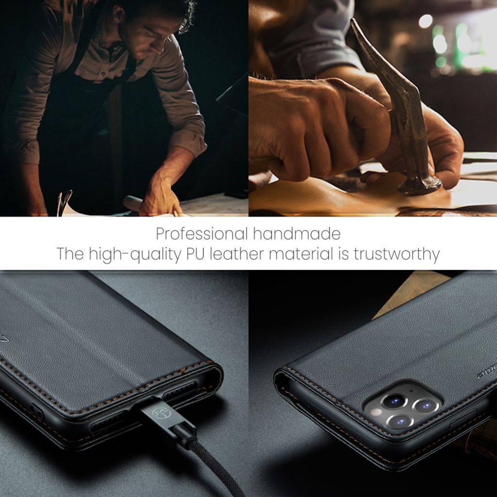 CASEME iPhone 11 Pro Max Lompakkokotelo RFID-esto 3 Korttipaikkaa – Musta