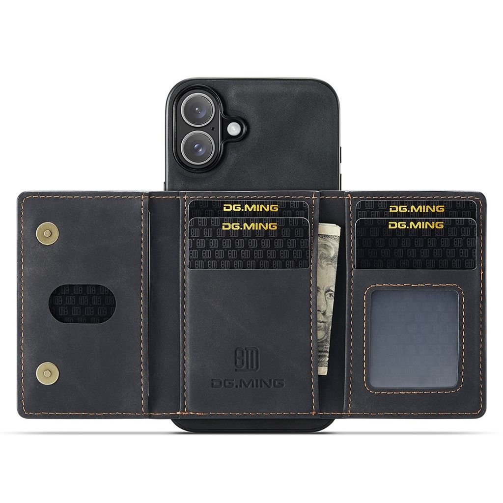 DG.MING iPhone 17 Cover med Pung - Sort