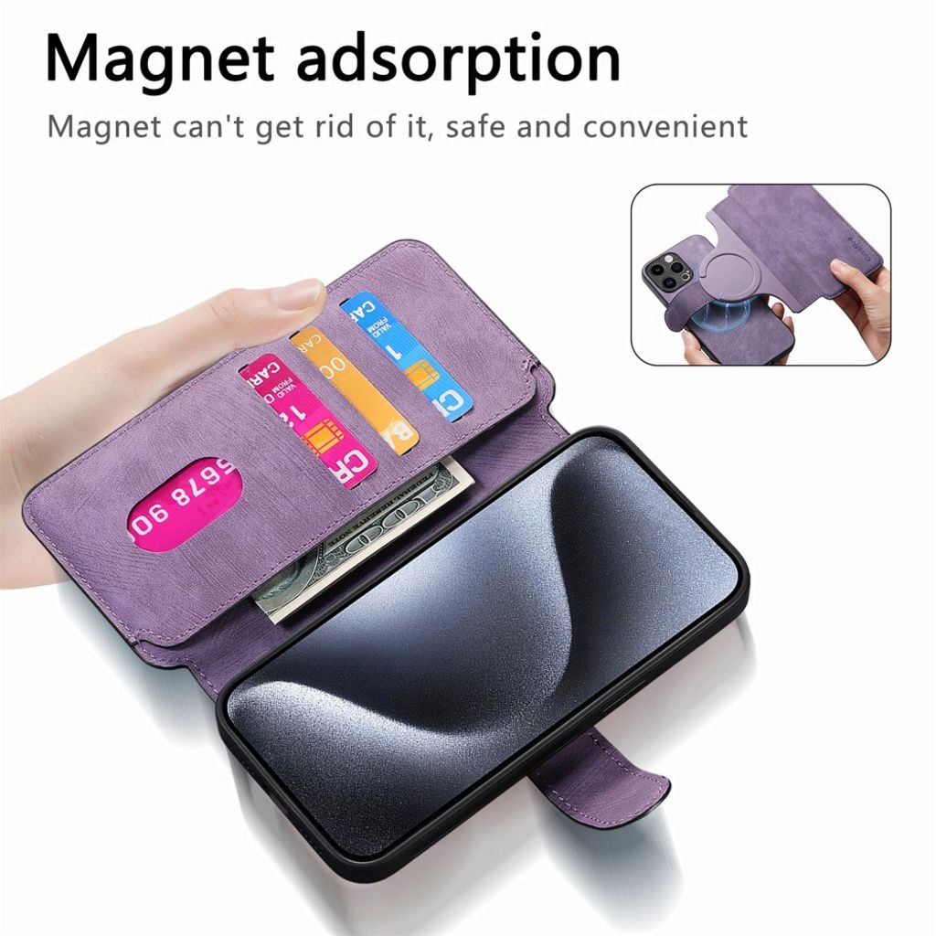 CASENEO iPhone 13 Pro Max Lompakkokotelo irrotettava lompakko - Violetti