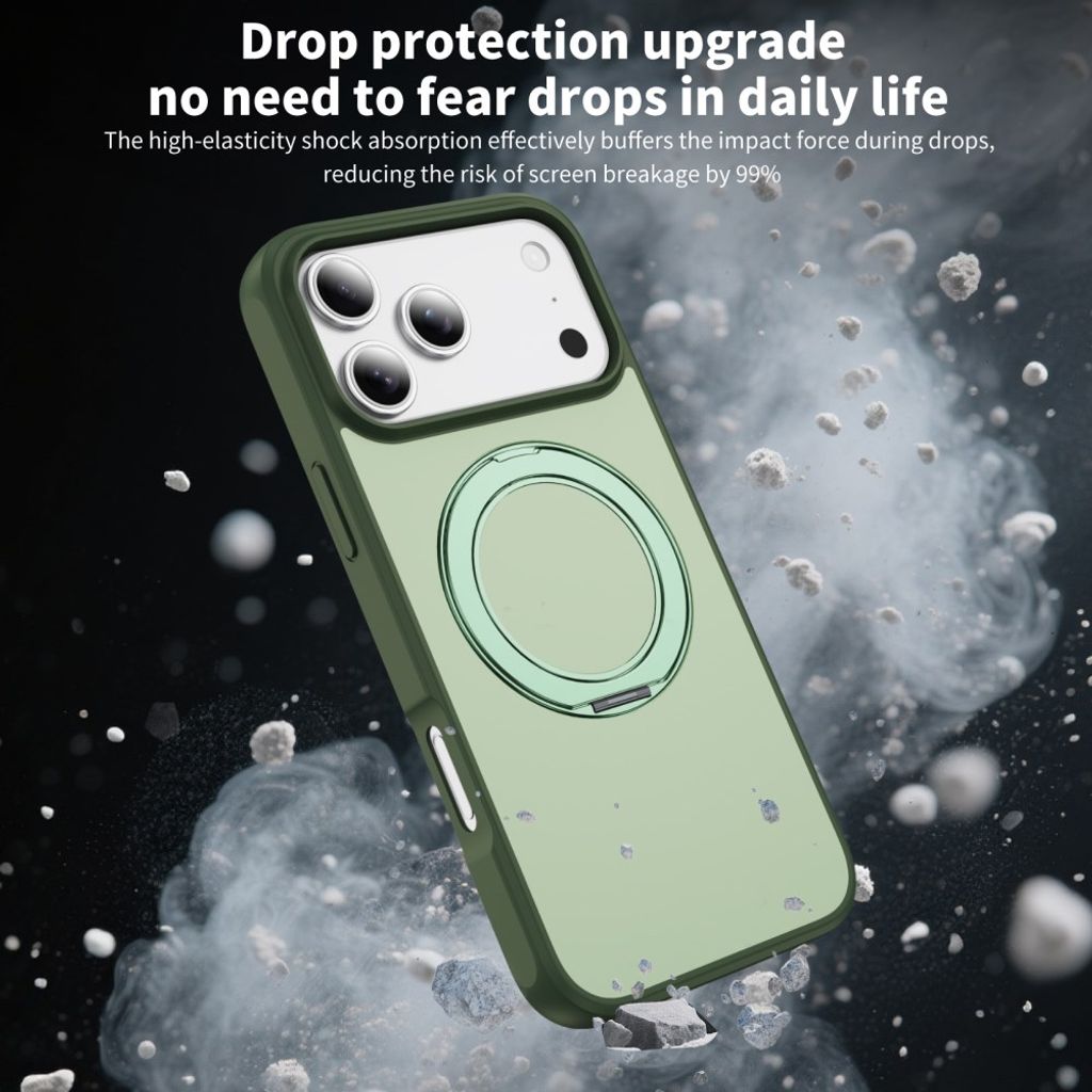 iPhone 18 Pro/17 Pro MagSafe Deksel med ringstøtte - Grønn