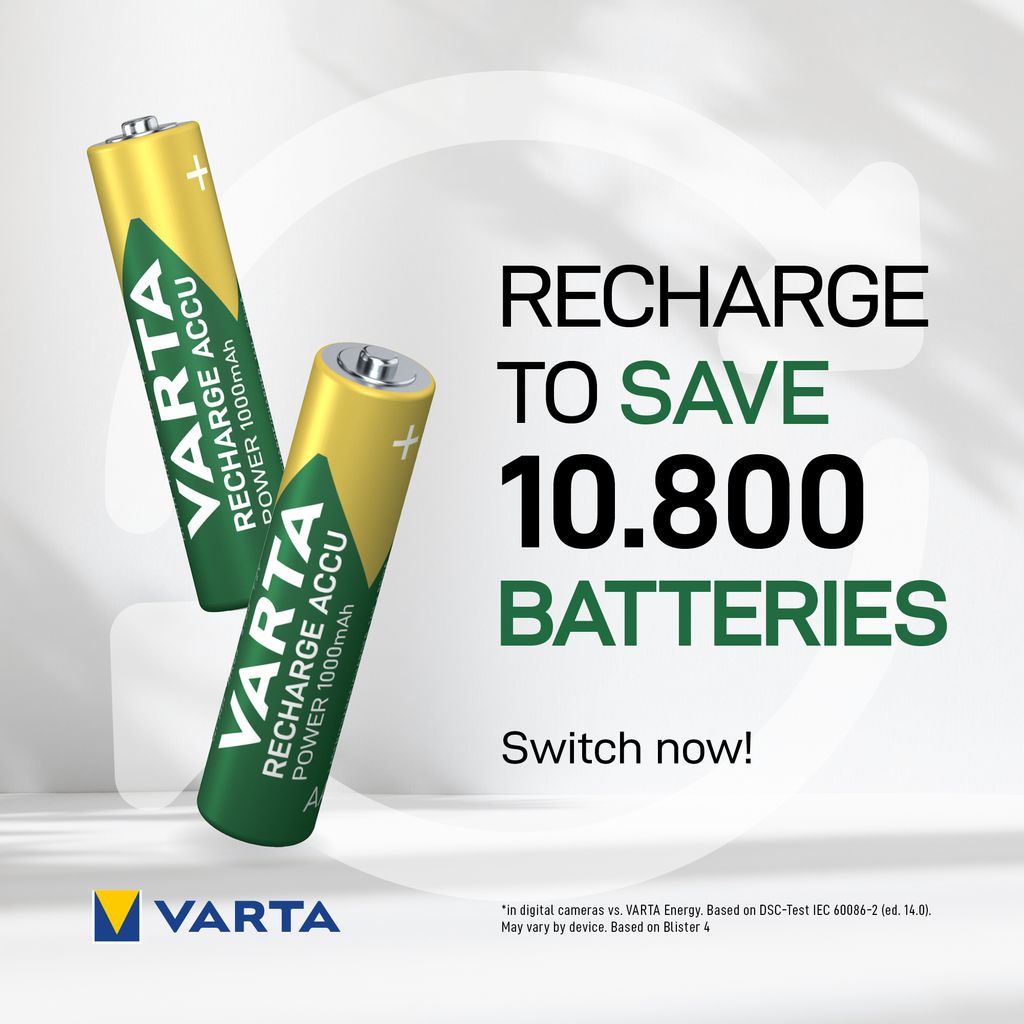 VARTA Recharge Accu Power AAA akku 1000 mAh, 2 kpl