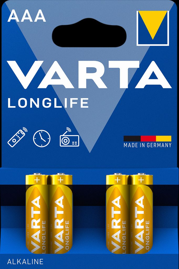 VARTA Longlife Alkaline AAA batteri LR3, 4-pakning