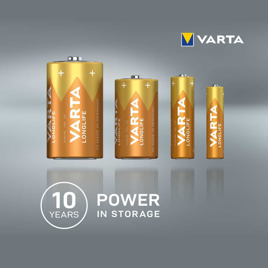 VARTA Longlife Alkaline AAA batteri LR3, 4-pakning