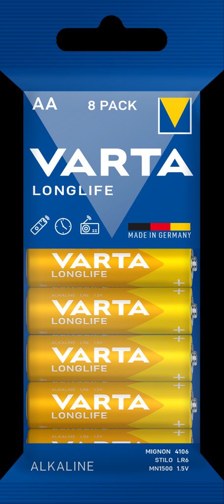 VARTA Longlife Alkaline AA batteri LR06, 8-pak