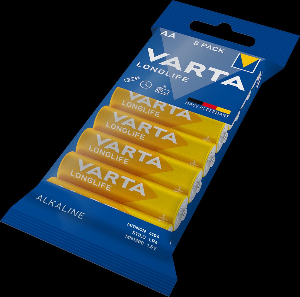 VARTA Longlife Alkaline AA batteri LR06, 8-pak