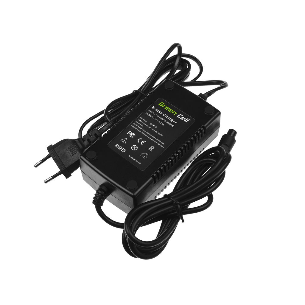 Green Cell Batterioplader 42V 2A (3-benet) til E-BIKE 36V