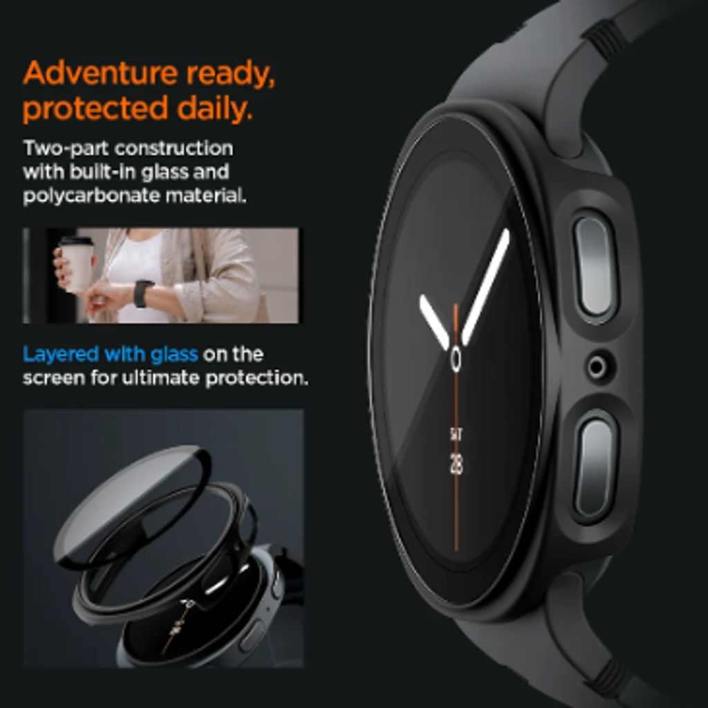 Spigen Thin Fit 360 Beskyttende Etui til Samsung Galaxy Watch 9/8 44mm - Sort