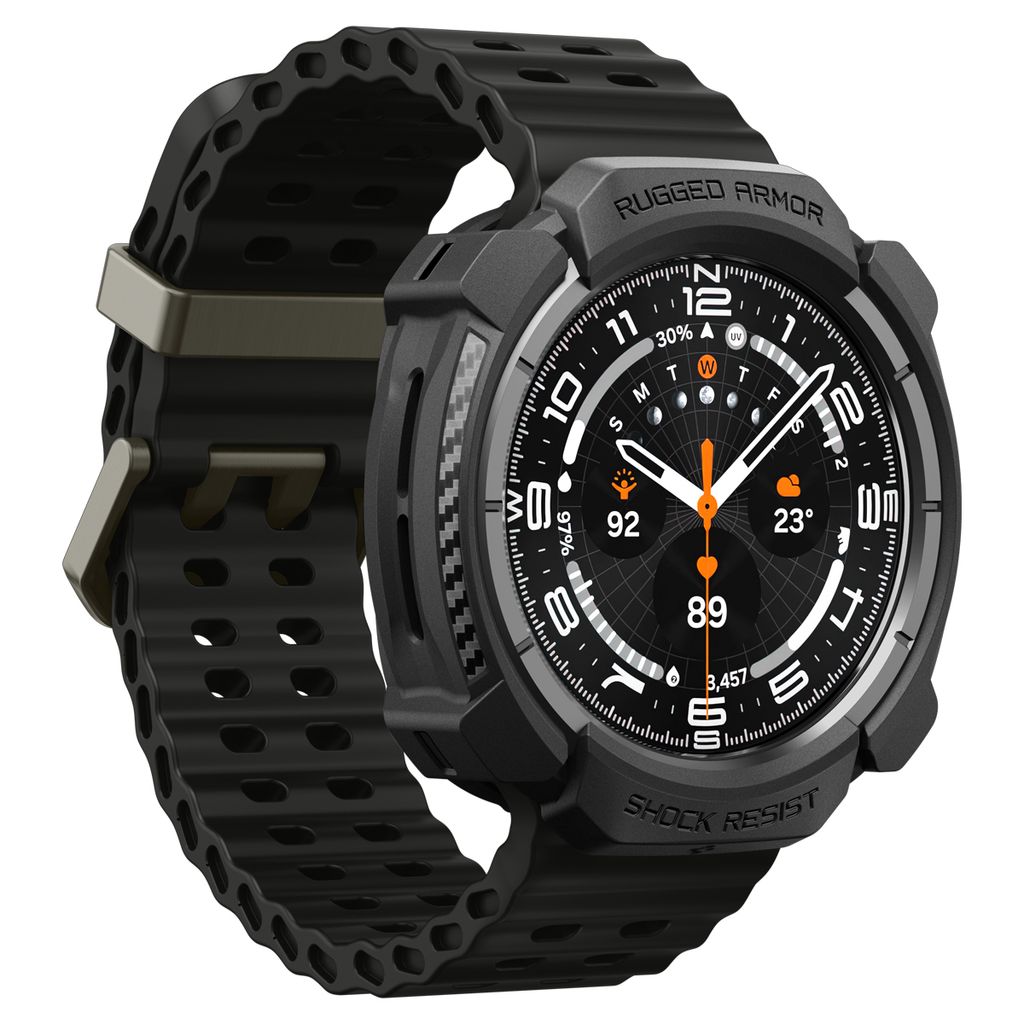 Spigen Rugged Armor Beskyttende Etui til Samsung Galaxy Watch Ultra 2 47mm - Sort