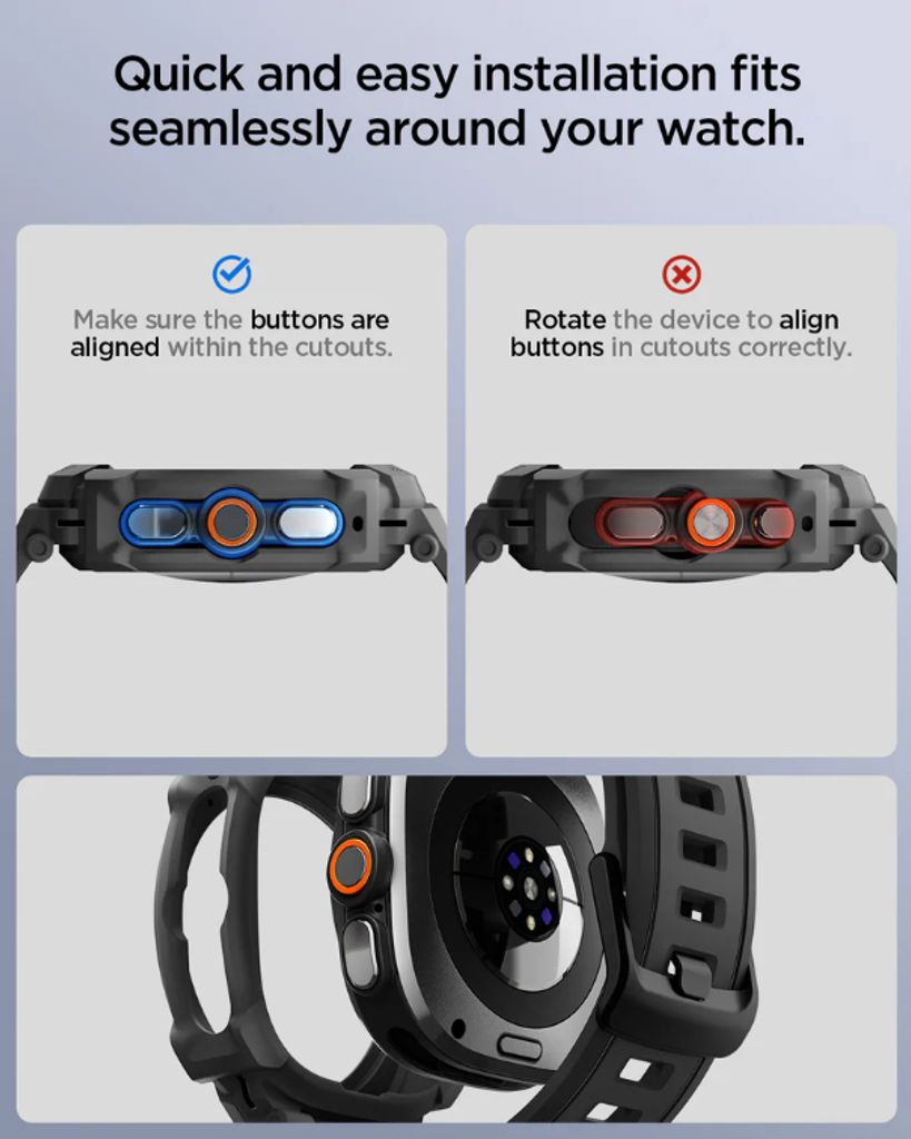 Spigen Galaxy Watch Ultra 47 mm Skal med Armbånd - Mattsort