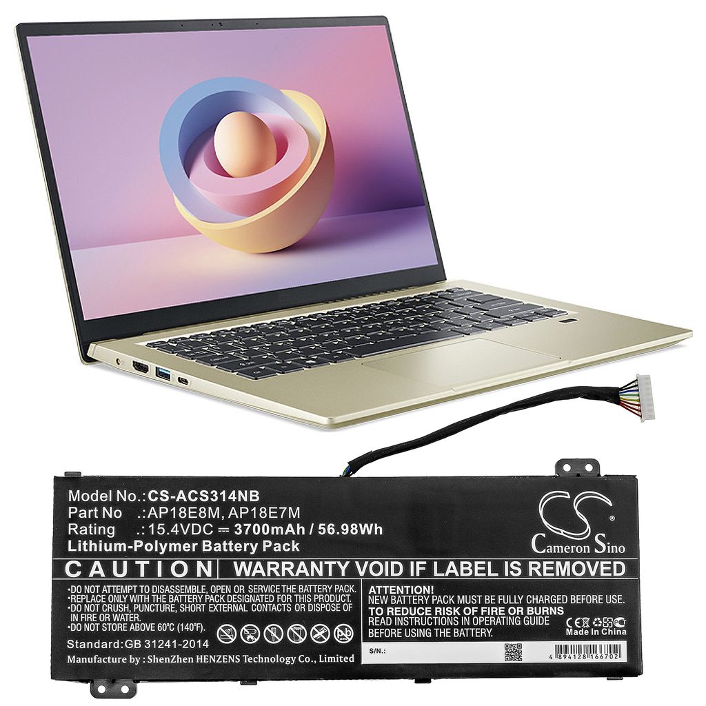 Acer ConceptD 5 Pro 17, 15,4V, 3700mAh