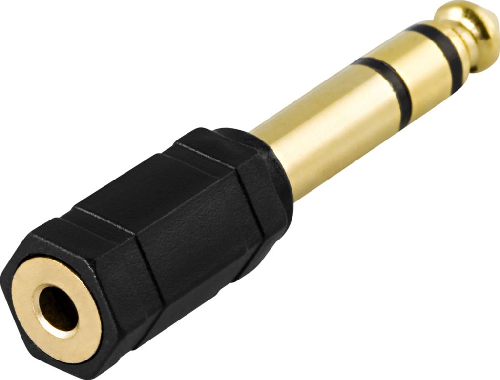 Multimedia-adapteri 6,3 mm uros – 3,5 mm stereo naaras, musta