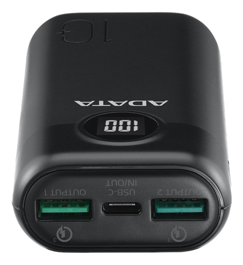 ADATA virtapankki 10.000mAh, USB-A & USB-C - Musta