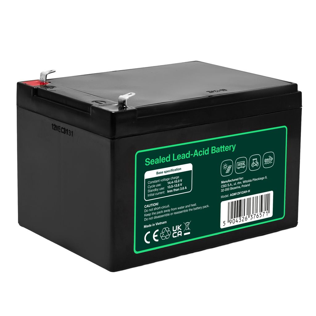 Green Cell AGM VRLA 12V 12Ah vedligeholdelsesfrit batteri (151x98,5x95mm)