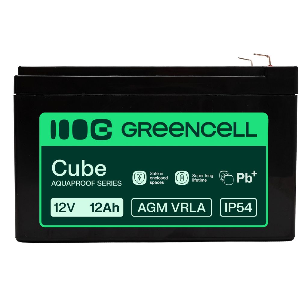 Green Cell AGM VRLA 12V 12Ah vedligeholdelsesfrit batteri (151x98,5x95mm)