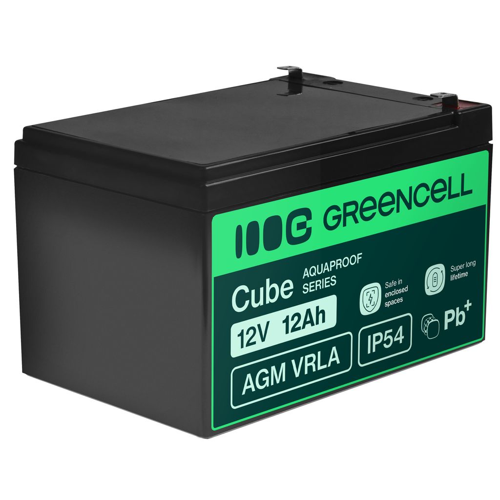 Greencell AGM VRLA 12V 12Ah vedlikeholdsfritt batteri