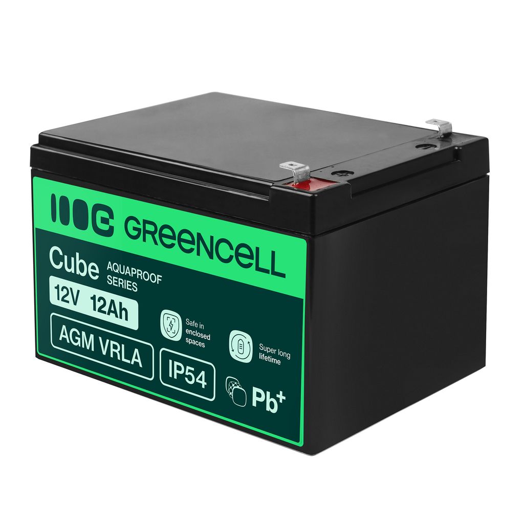Greencell AGM VRLA 12V 12Ah vedlikeholdsfritt batteri