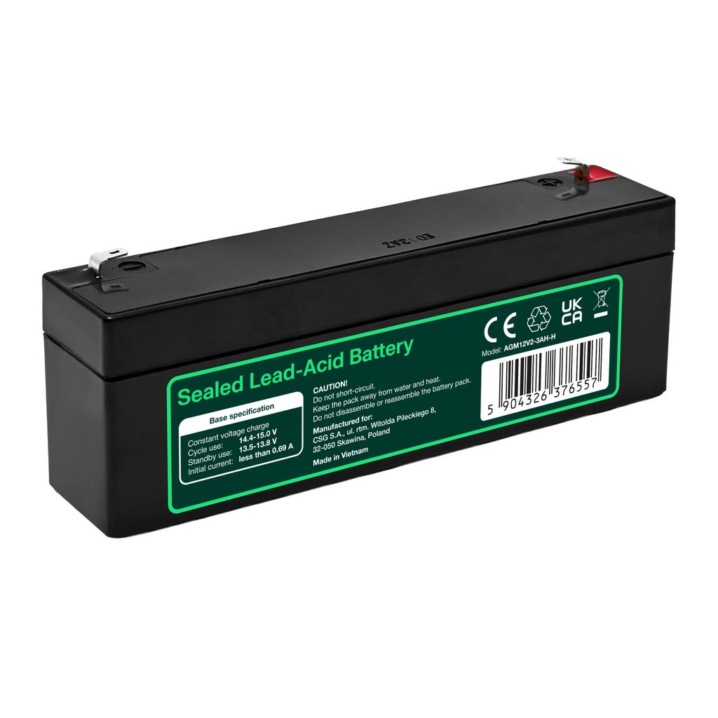 Green Cell AGM VRLA 12V 2,5Ah vedligeholdelsesfrit batteri (178x36x66mm)