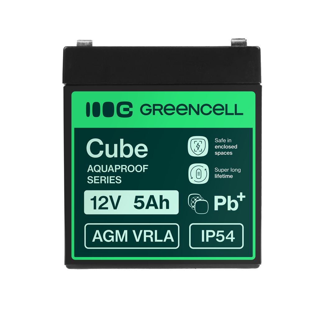 Greencell AGM VRLA 12V 5Ah vedlikeholdsfritt batteri
