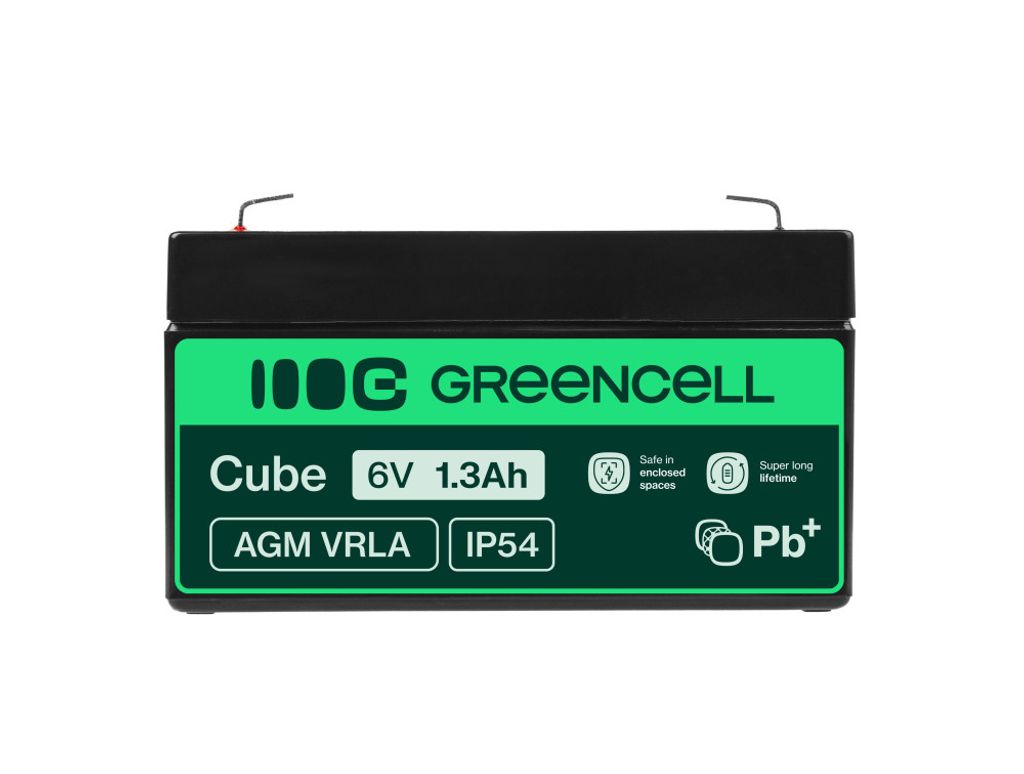Green Cell 6V 1.3Ah VRLA-batteri vedligeholdelsesfrit til alarmer og legetøj