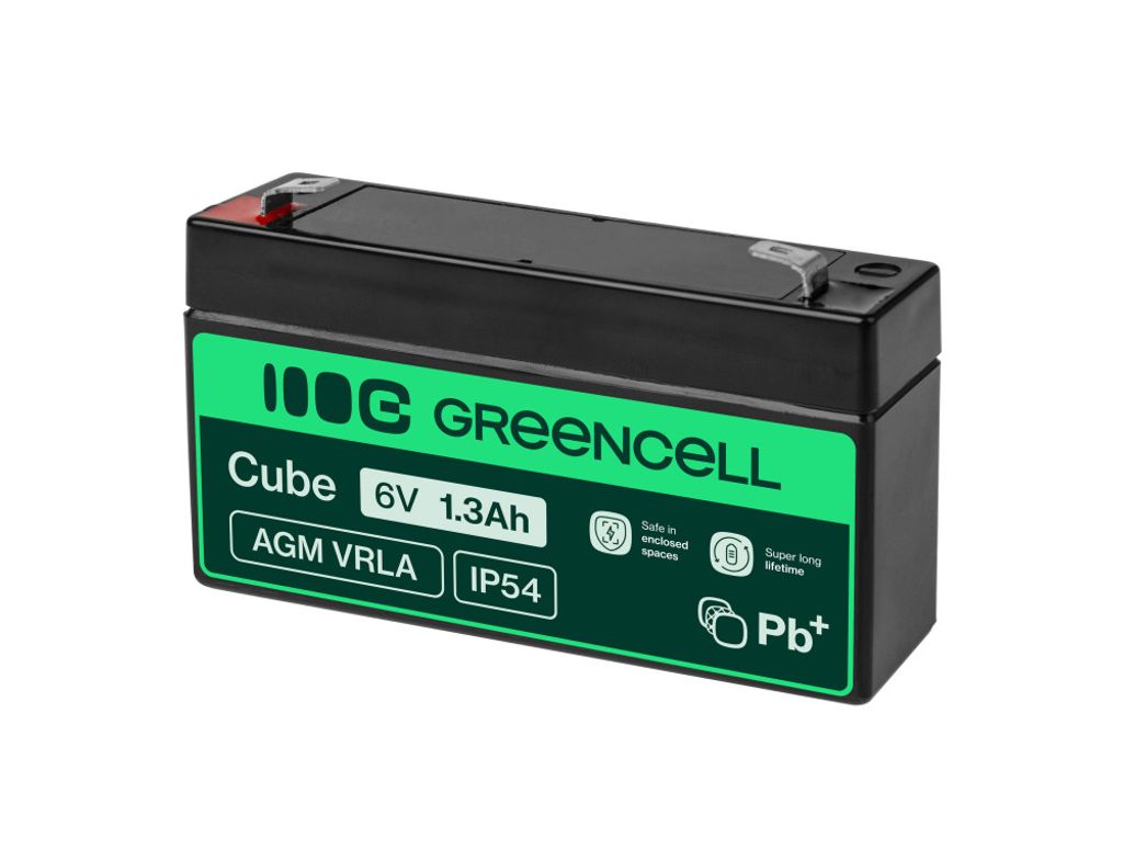 Green Cell 6V 1.3Ah VRLA-batteri vedligeholdelsesfrit til alarmer og legetøj