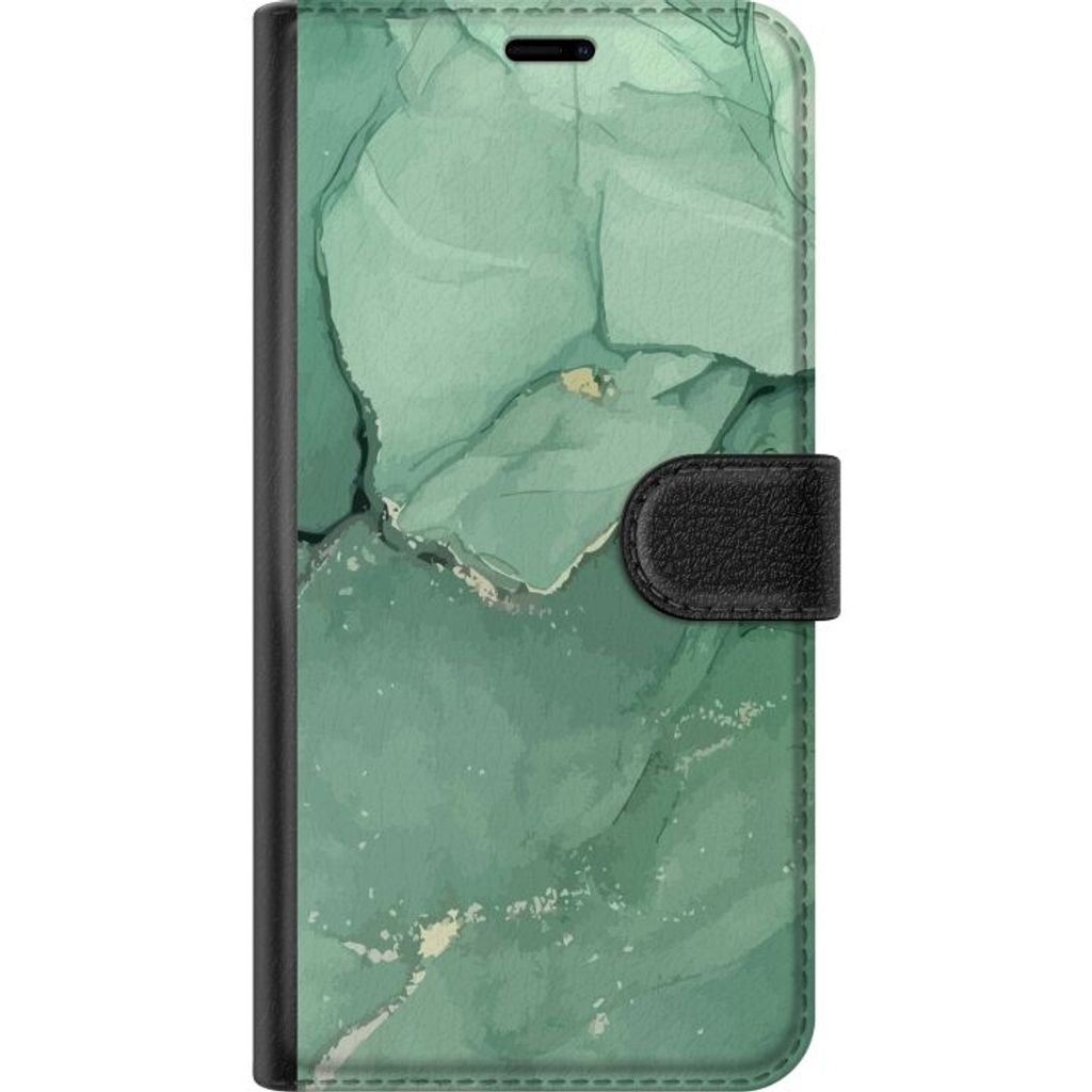 Apple iPhone 18 Pro Musta Lompakkokotelo Grön Marmor