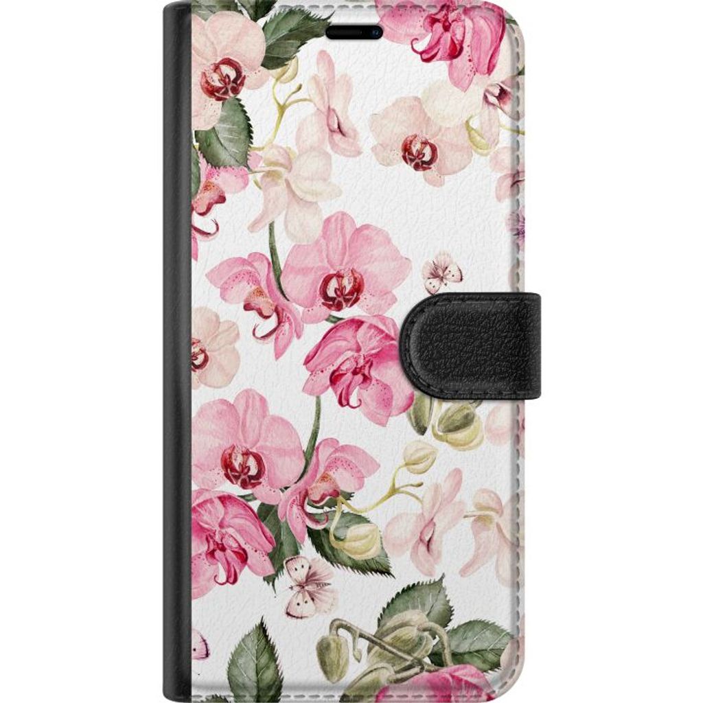 Apple iPhone 18 Pro Max Musta Lompakkokotelo Rosa blommor