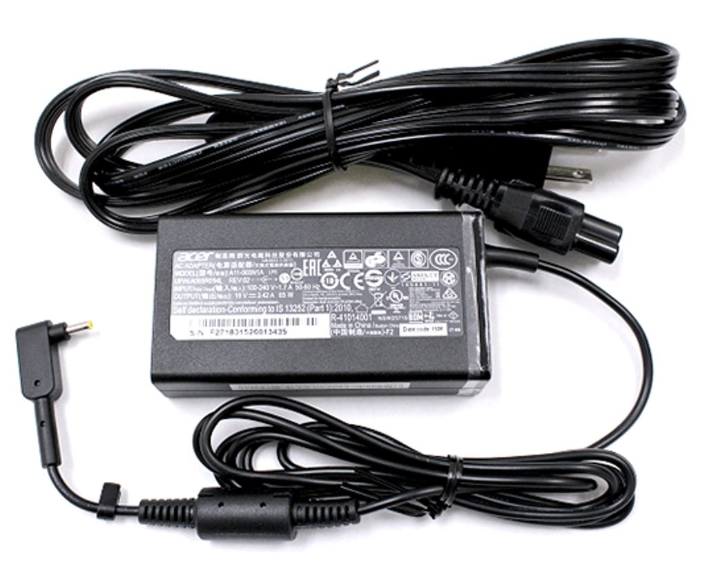 Acer 65W strømadapter-kit med strømkabel (lille gult stik)