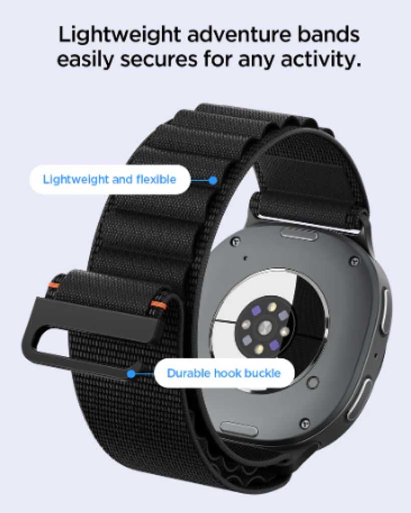 Spigen WBF1 Urrem til Samsung Galaxy Watch 9/8 40/44/46mm - Sort