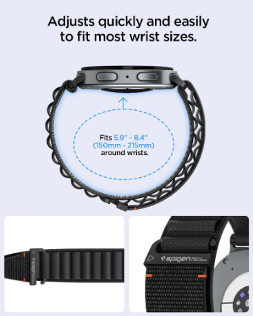 Spigen WBF1 Urrem til Samsung Galaxy Watch 9/8 40/44/46mm - Sort
