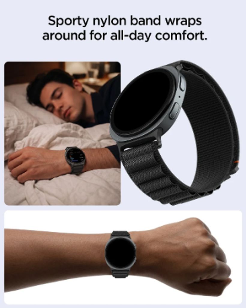 Spigen WBF1 Urrem til Samsung Galaxy Watch 9/8 40/44/46mm - Sort