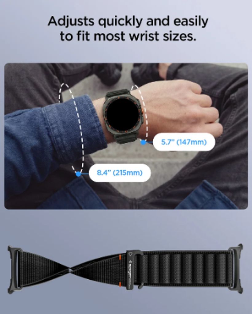 Spigen WBF1 Urrem til Samsung Galaxy Watch Ultra/Ultra 2 47mm - Sort