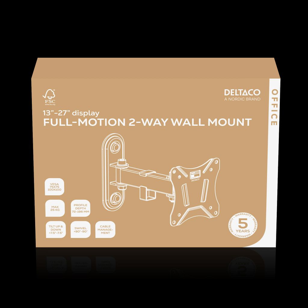 Deltaco OFFICE fuldt artikulerende vægbeslag 13-27" - sort