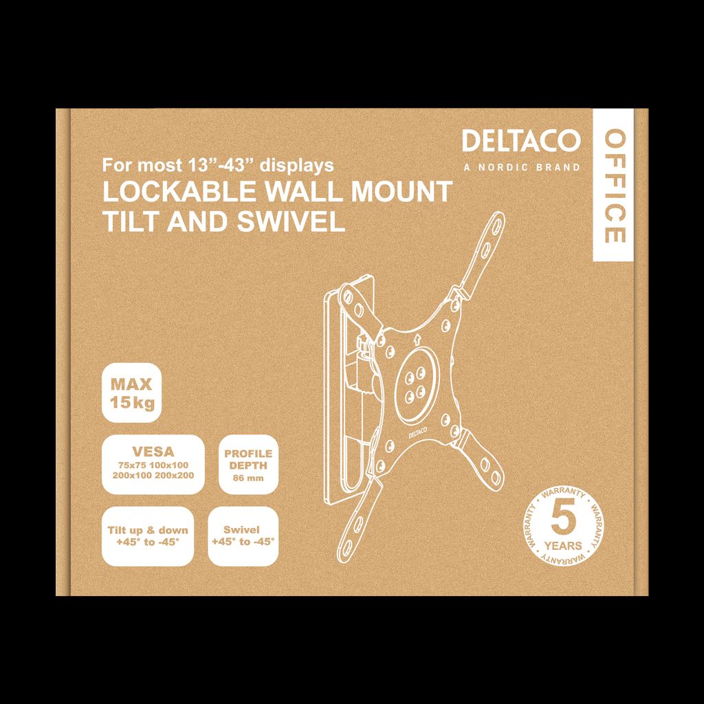 Deltaco TV/Skærm vægbeslag til campingvogn/autocamper – sort