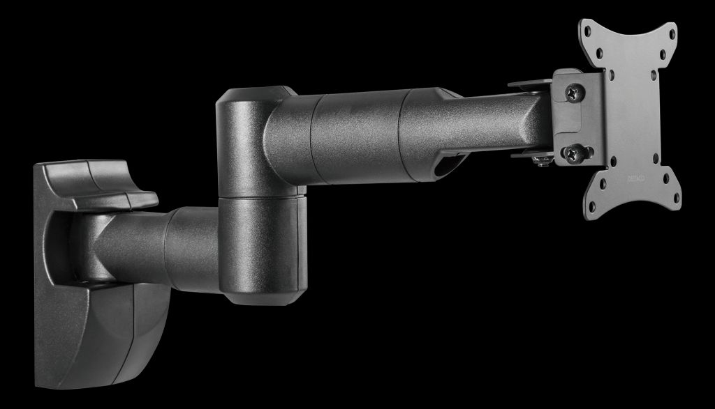 Deltaco fullt artikulerande väggfäste 13–32" med kabelhantering – svart