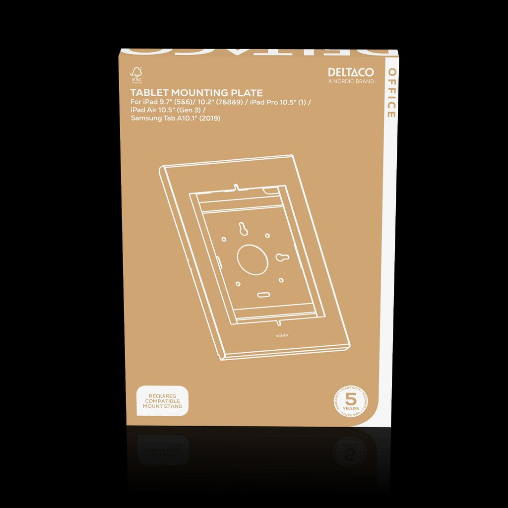 Deltaco OFFICE vægmonteret tyverisikret monteringsplade – hvid