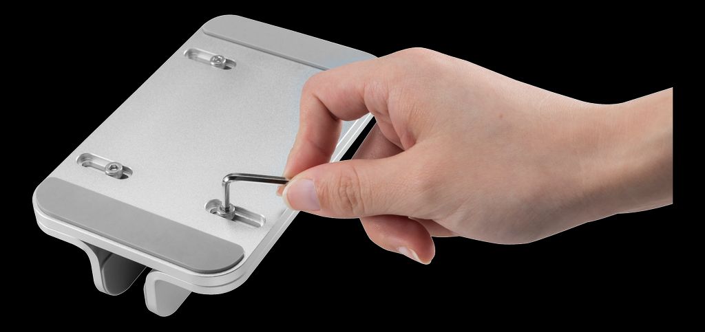 Deltaco vertikalt laptopstativ - sølvfarget 11-17" aluminium