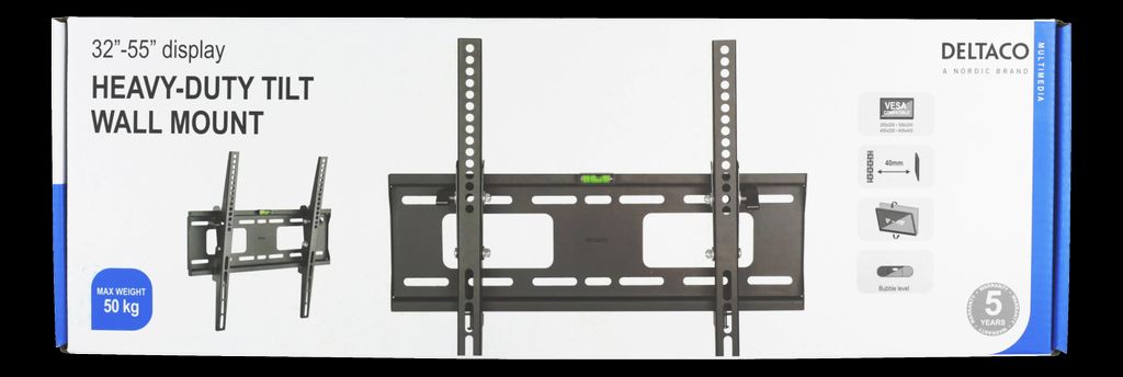 Deltaco kraftig vægbeslag med vippefunktion til 32-55 tommer - sort