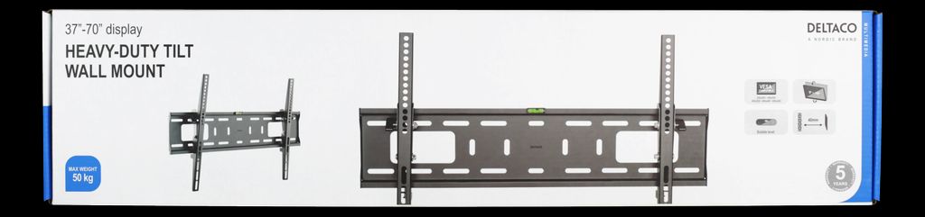 Deltaco vægbeslag til skærm og TV 37-70 tommer, vipbar - sort