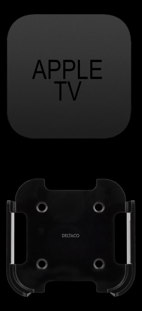 Deltaco-seinäteline HD-, 4K- ja 2. sukupolven Apple TV:lle – musta