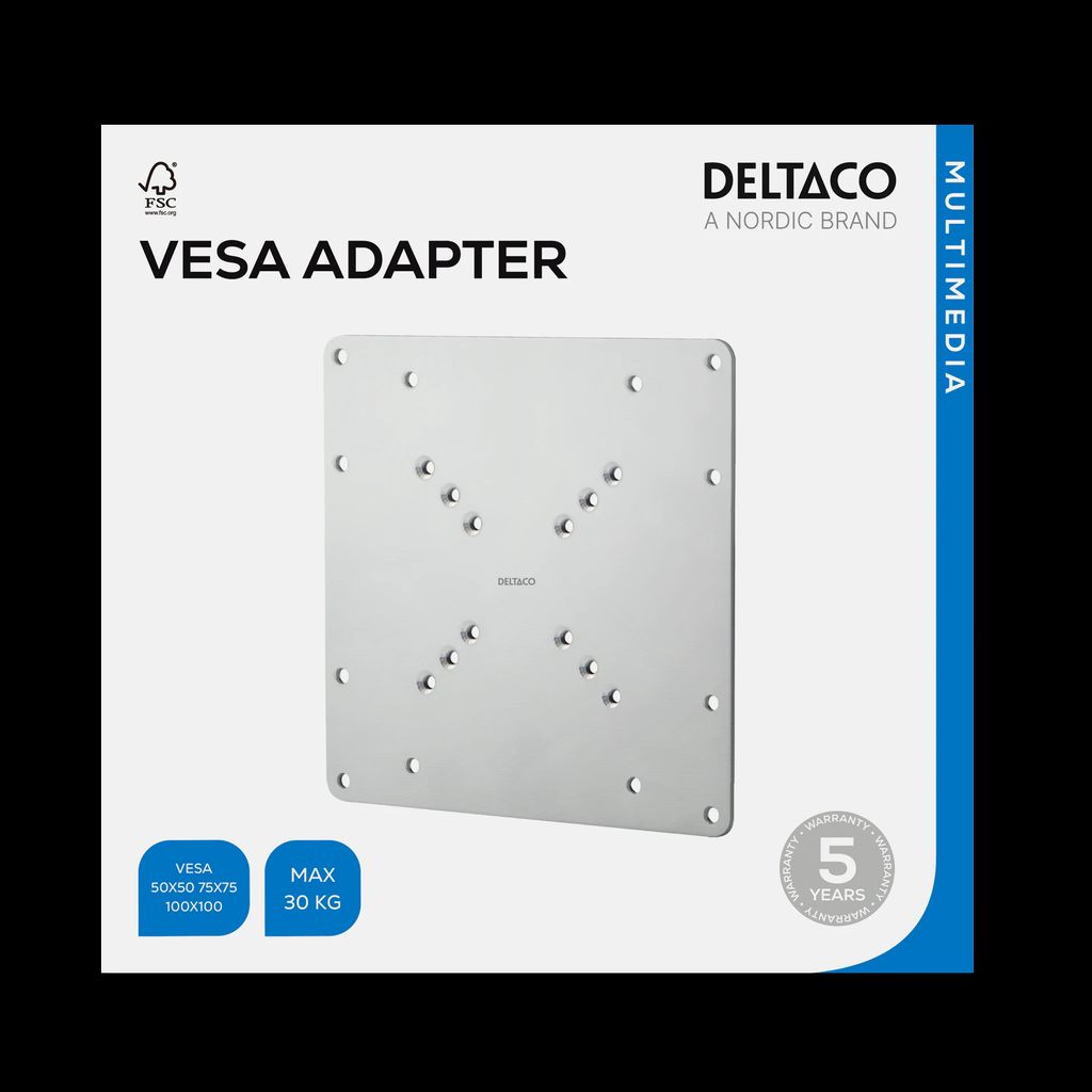 Deltaco VESA-konverter – 75x75, 100x100mm til 200x200mm
