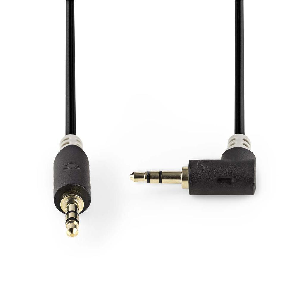 Nedis AUX kabel, vinklet 3.5mm hann - 3.5mm hann, 0.5m - Svart