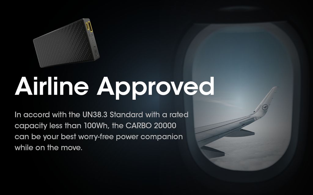 Nitecore CARBO 20000 Powerbank 20000mAh 3A Wiederaufladbar mit USB-C + USB-A