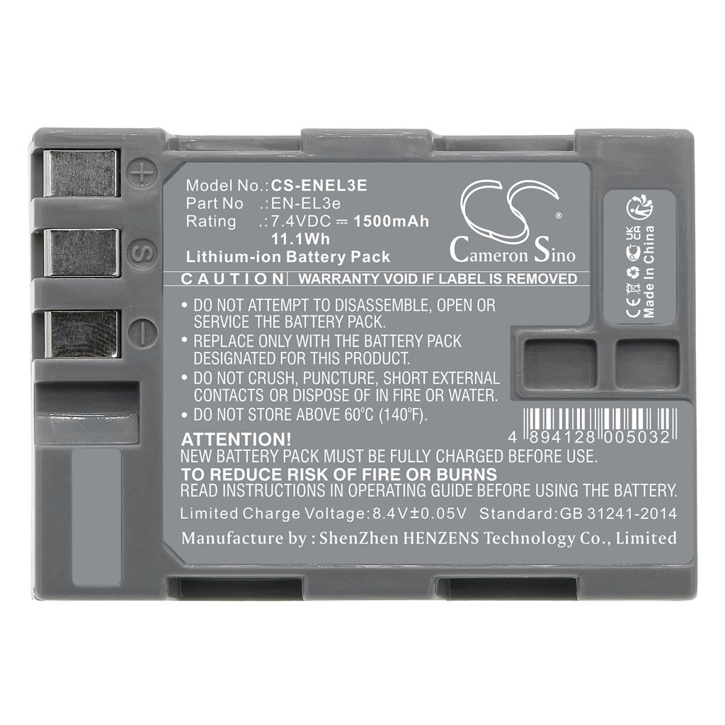 Batteri for Nikon D-SLR D50 D70 D80 D90 D100 D200 etc., 7.4V 1500mAh