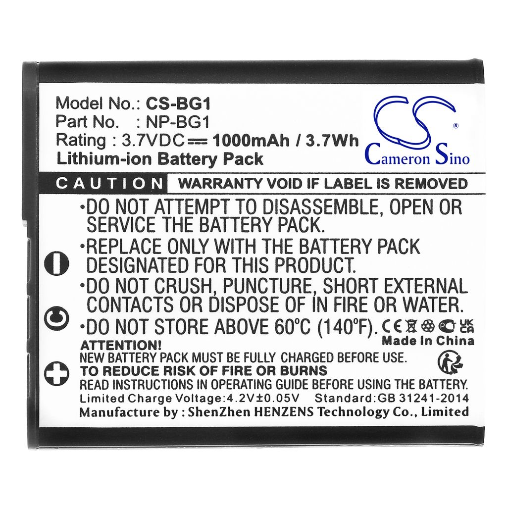 Sony Cyber-shot DSC-W125, 3.7V, 1000 mAh