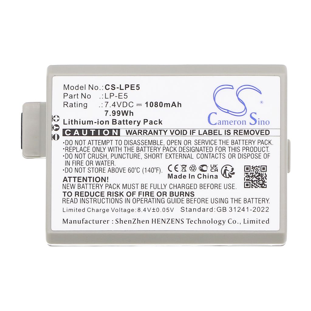 Canon LP-E5 EOS450D 500D 1000D etc. 7.4V 1500mAh