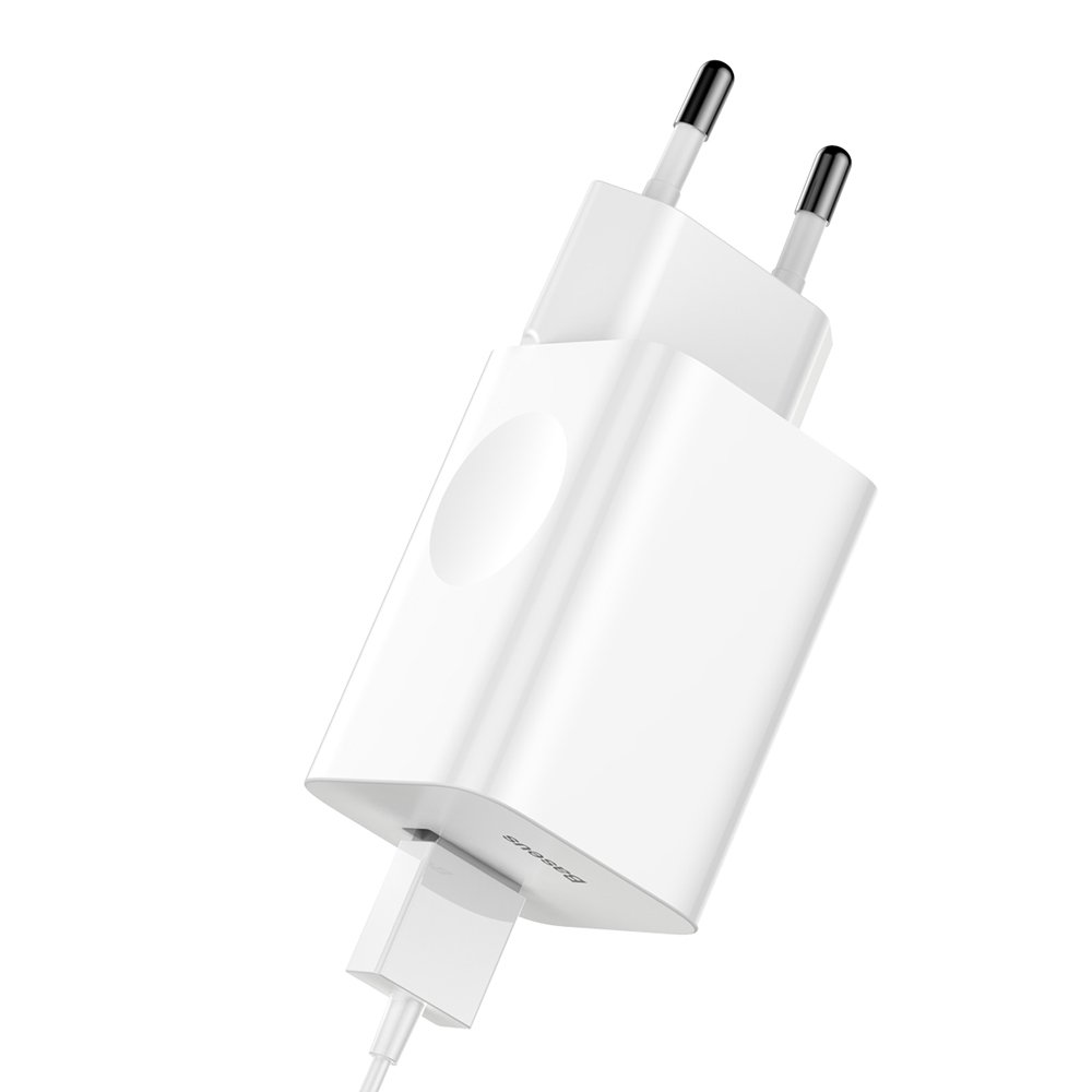 Baseus USB-A, Q.C 3.0, 24W vægoplader - Hvid