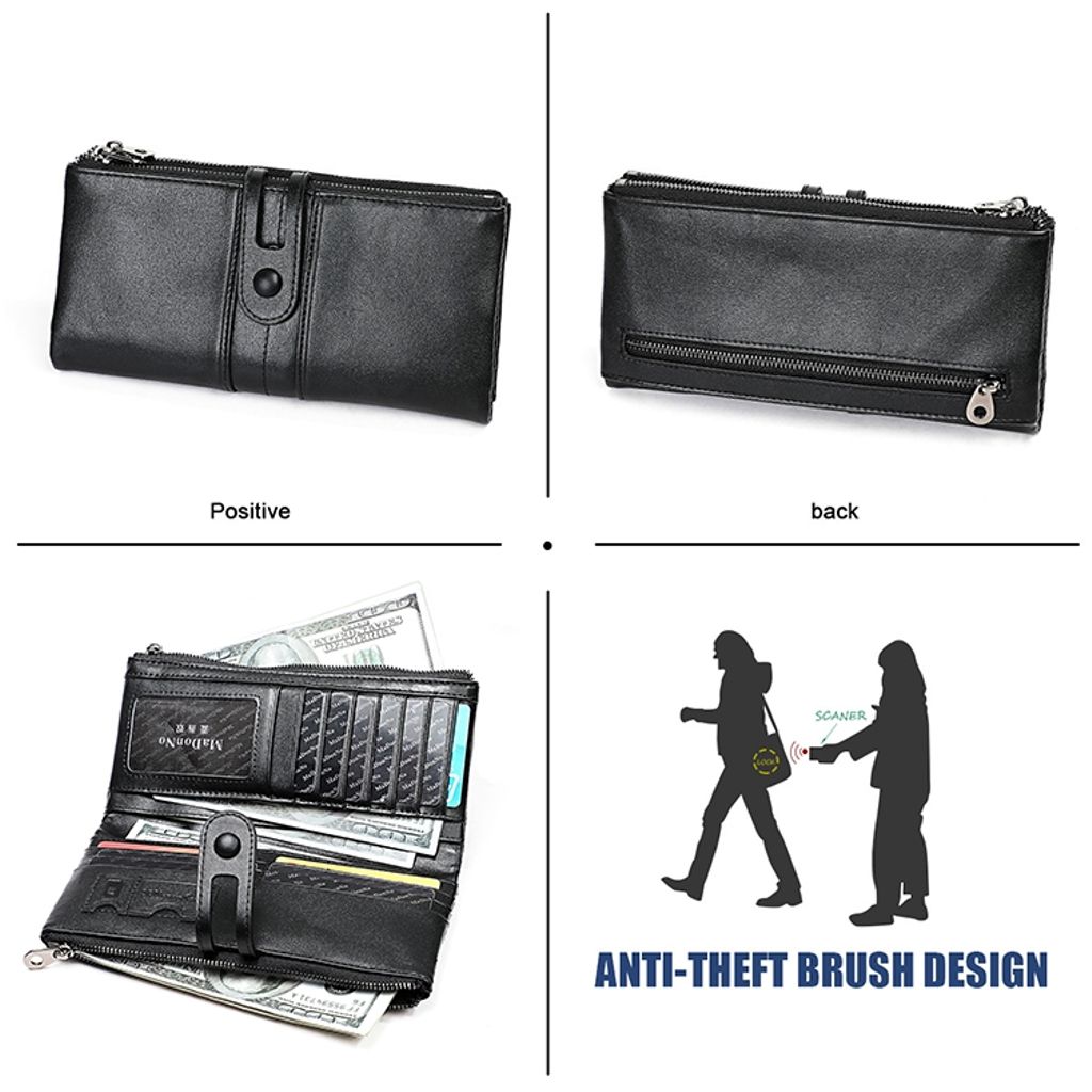 Antimagnetisk RFID-skinnlommebok med kortspor – svart